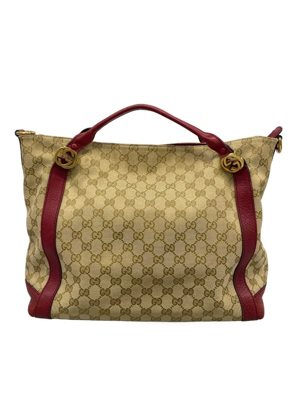 Gucci Tote Bag Beige Red